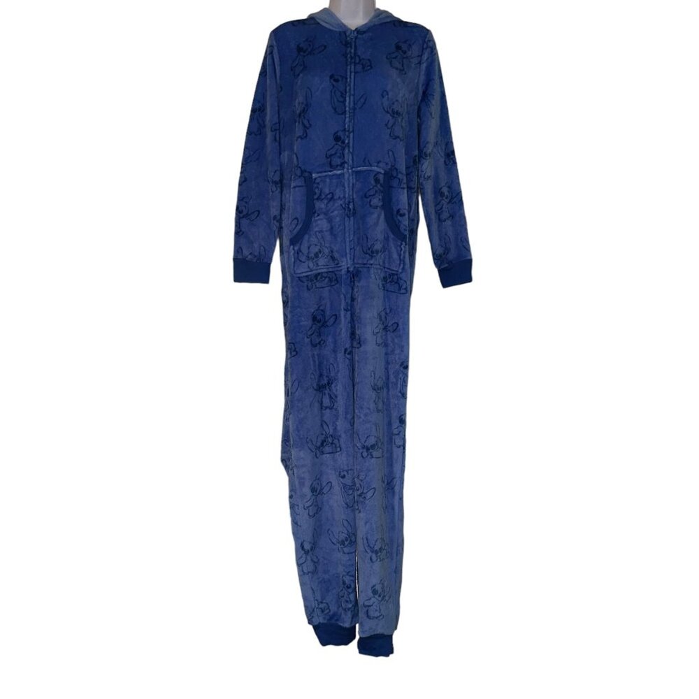 Disney Lilo & Stitch Pajamas Womens L 12 14 Costume Hallowen PJs Unionsuit Blue